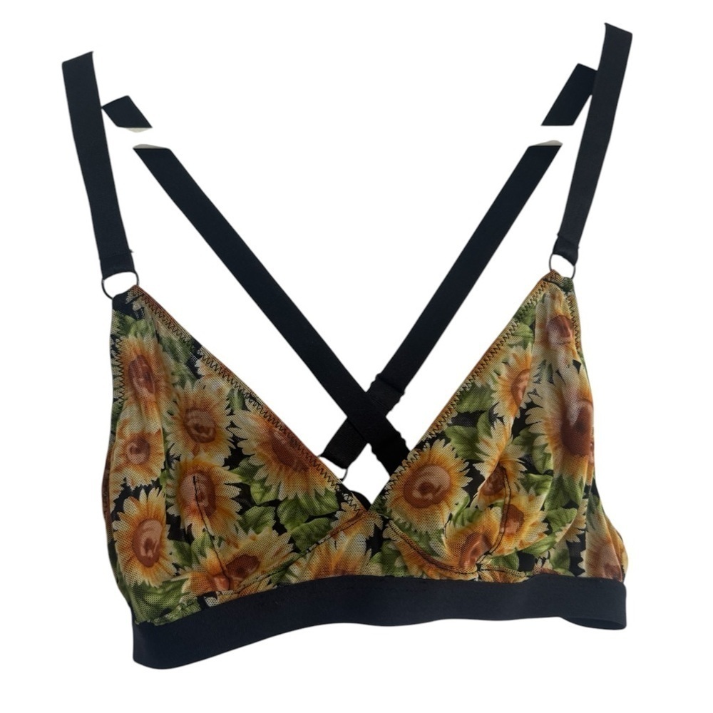 Mesh sunflower criss-cross bralette Size Small